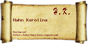 Hahn Karolina névjegykártya